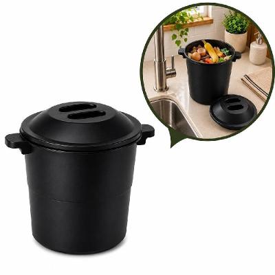 Lixeira Verona 4L Plástico Manual Tampa Articulada Preta Pia Cozinha Banheiro Lavabo