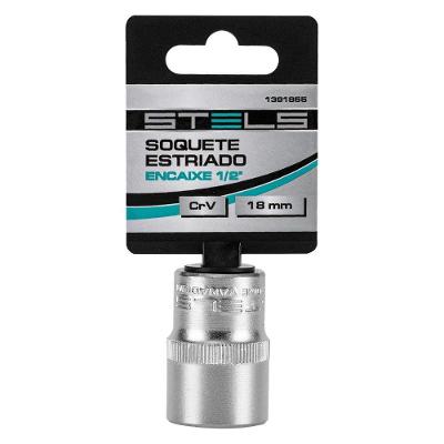Soquete Estriado 18mm Encaixe 1-2 Alta Durabilidade Aco Cromo Vanadio Bivolt Stels