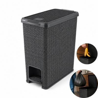 Lixeira Juta Retangular 12L Plástico com Pedal Tampa Vedação Cinza Chumbo