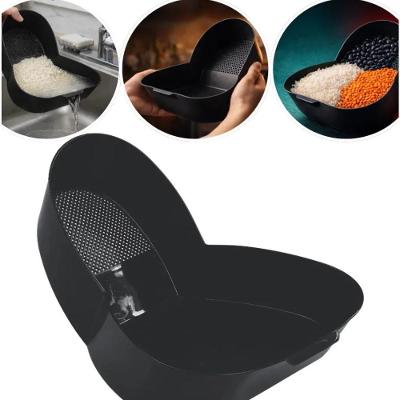 Lava Arroz Escorredor Caribe Multiuso Plastico Resistente Uso Diario Cozinha Preto