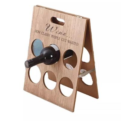 Suporte para Vinhos Adega Retratil para 6 Garrafas Madeira Macica Dobravél Decorativo Marrom