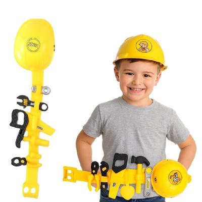 Kit de Ferramentas Infantil Completo Brinquedo com Cinto Capacete Acessorios Chaves Alicate