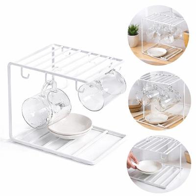 Suporte Organizador Xicaras 6 Ganchos Metal Cantinho Cafe Pires Caneca Branco Armario Prateleira