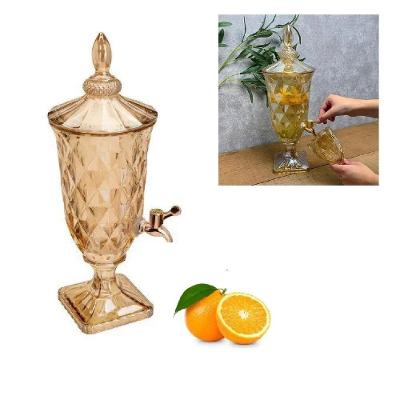 Suqueira Diamond Dispenser para Bebidas de Vidro com Torneira para Festa Dourado 3L