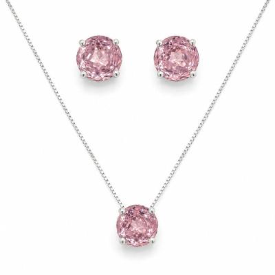 Conjunto de Joias Colar e Brincos Atraktiva Jóias Zirconias Rose Cut Prata 925 Único