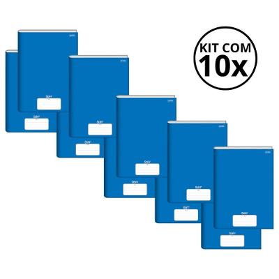 Caderno Brochura OEM Jandaia Stiff Kit 10 Unidades 80 Folhas Pautado Capa Dura Azul e Preto
