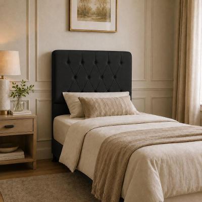 Cabeceira Cama Box Casal Mallu Fixação no Box Veludo Preto Click Home