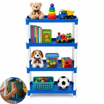 Prateleira Organizadora 4 Andares Infantil Plástico PP Azul