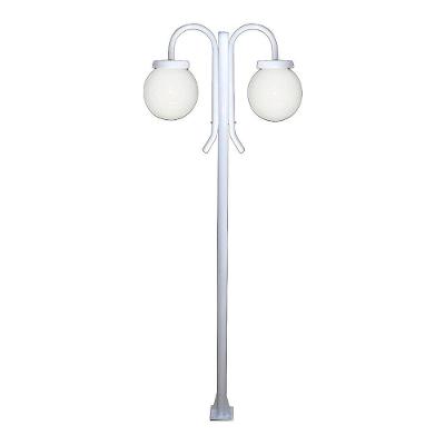 Poste Luminária Globo g Duplo Braço Curvo Baixo Uso Externo Branco Bivolt Ouro Minas 300cm
