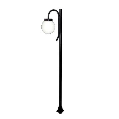 Poste de Iluminação L053POM Jardim Estilo Colonial Braço Curvo Baixo Globo 20cm Preto Ouro Minas