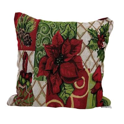 Almofada Decorativa Gobelin Bico de Papagaio e Pinhas com Enchimento Vinho Yangzi