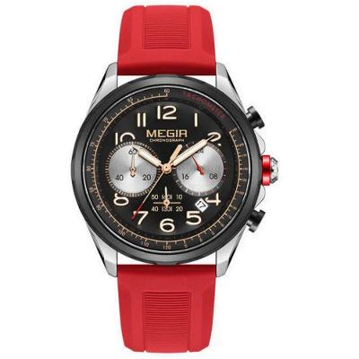 Relógio de Pulso Masculino Relógio Masculino de Quartzo Estilo Impermeável Luminoso Vermelho Megir