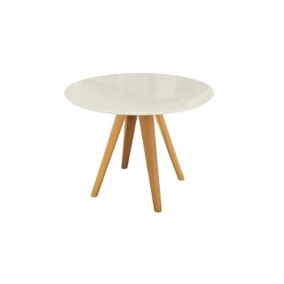 Mesa de Jantar Duna 4 Lugares Redonda Vidro Off White Kappesberg