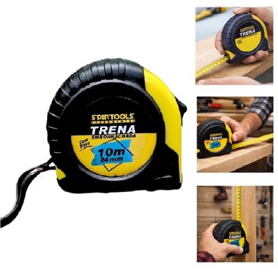 Trena 10m 24mm Profissional Fita Metrica Retratil Trava Rapida Amarelo e Preto