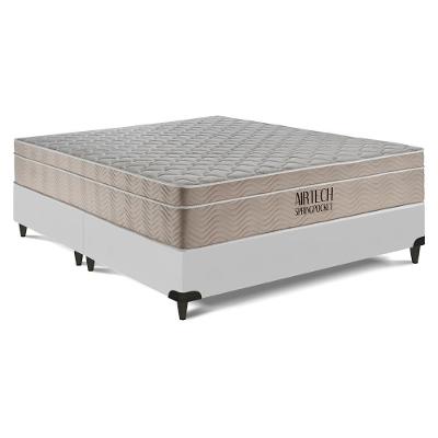 Cama Box King Airtech Spring Pocket Ortopillow Molas Ensacadas Branco Ortobom
