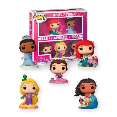 Boneco Colecionável Kit 5 Funko Pop Disney Princesas Ariel Tiana Bela Rapunzel Moana Candide