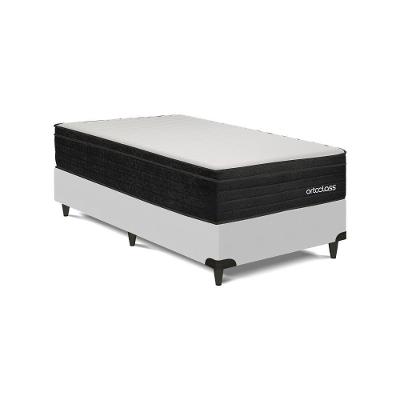 Cama Box com Colchão Solteiro Cama Box Poli Ortopillow D45 Espuma Malha Lacê Branco Ortobom
