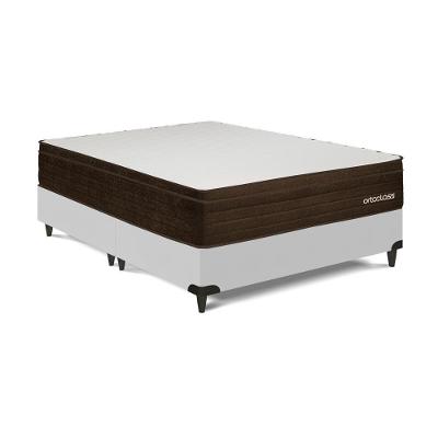 Cama Box com Colchão Queen Poli Ortopillow D28 Espuma Malha Lace Branco Ortobom