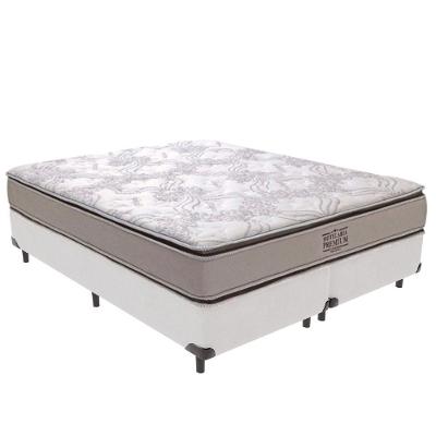 Cama Box com Colchão Queen Four Season Pillow Top Molas Ensacadas Branco Vtech