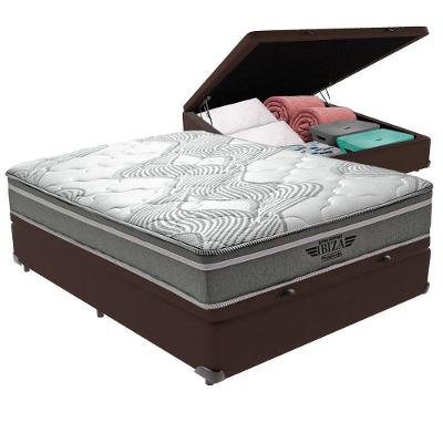 Cama Box com Baú Viúvo Bravus Molas Ensacadas Courino Marrom Vtech 128CM