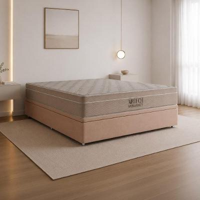 Cama Box com Baú Casal Conjunto Airtech Spring Pocket Ortopillow Molas Ensacadas Bege Ortobom