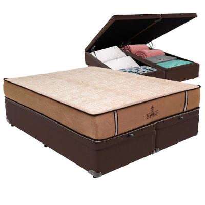 Cama Box com Baú Queen Bravus Molas Ensacadas Marrom Vtech 158CM