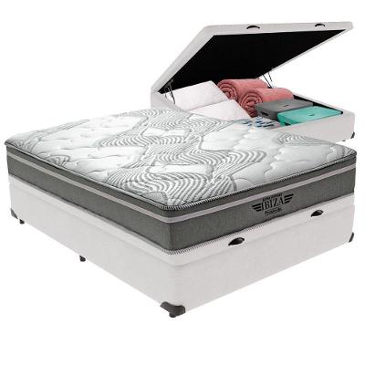Cama Box com Baú Viúvo Bravus com Colchão Ibiza Molas Ensacadas Branco Vtech
