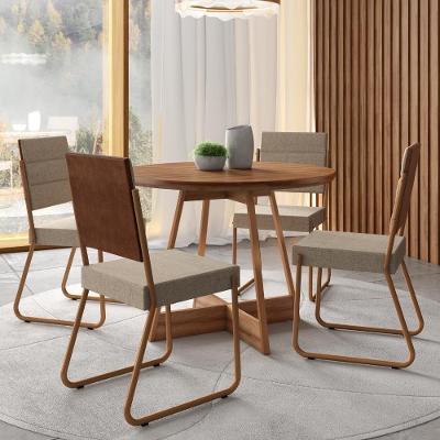 Conjunto Sala de Jantar Malta Átria 299900703 4 Lugares Tampo MDP Cadeiras Estofadas Rosê Móveis