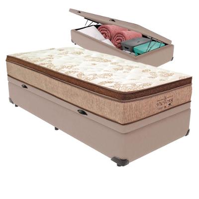 Cama Box com Baú Solteirão Bravus com Colchão Victory Molas Ensacadas Bege Vtech