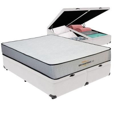 Cama Box com Baú Queen Bravus Ortopédico Espuma D33 Branco Vtech