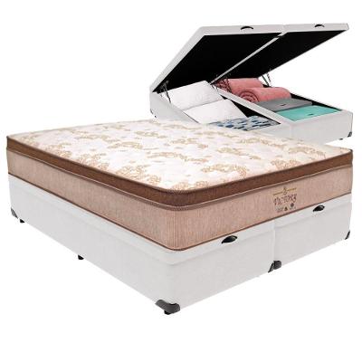 Cama Box com Baú King Bravus Euro Pillow Molas Ensacadas Branco Vtech 193CM