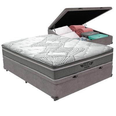 Cama Box com Baú Casal Bravus Molas Ensacadas Tecido Cinza Vtech 138CM
