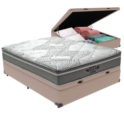 Cama Box com Baú Casal Bravus Molas Ensacadas Courino Bege Vtech 138CM