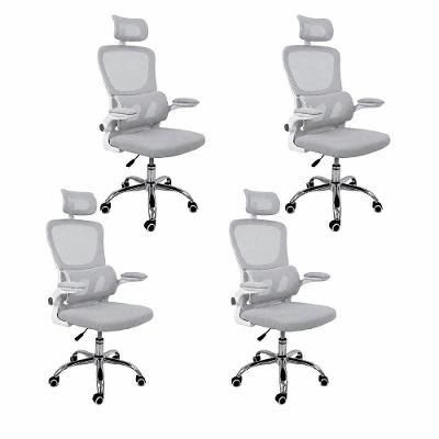 Cadeira de Escritório Diretor Atenas Ergonômica Suporte Lombar 3D Cinza Kit 4 Oficial Webshop