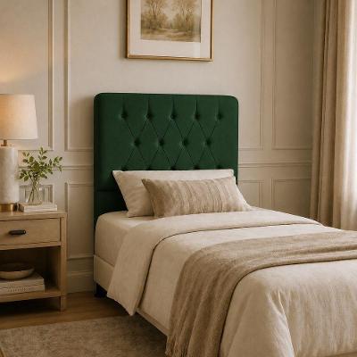 Cabeceira Cama Box Casal Mallu Madeira Maciça Estofada Veludo Verde Click Home