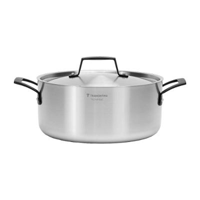 Caçarola Rasa Grano Black Aço Inox Acetinado 24CM 4,7L Corpo Triplo Tramontina