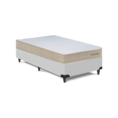 Cama Box com Colchão Solteiro Poli D33 Ortoclass Espuma Malha Lacê Branco Ortobom