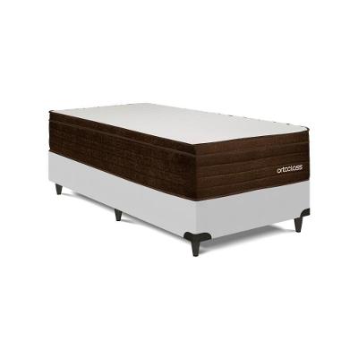 Cama Box com Colchão Solteiro Cama Box Poli Ortopillow D28 Espuma Branco Courino Ortobom
