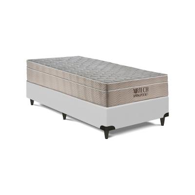 Cama Box com Colchão Solteiro Airtech Spring Pocket Molas Ensacadas Malha Branco Ortobom