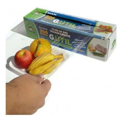 Filme PVC Esticável com Trilho Cortante 38cm X 300m Alta Elasticidade para Alimentos Refrigerados