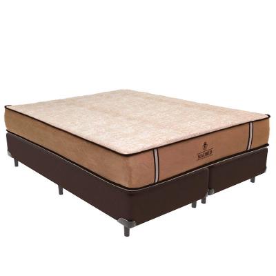 Cama Box com Colchão Queen Madrid Molas Ensacadas Tecido Sintético Marrom Vtech 158CM