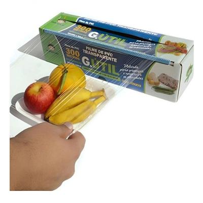 Filme PVC com Trilho Cortante 38CM X 300M para Alimentos Refrigerados Transparente Guarufilme