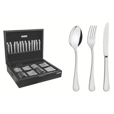 Faqueiro Zurique 101 Peças Aço Inox Alto Brilho com Estojo de Madeira Prata Tramontina
