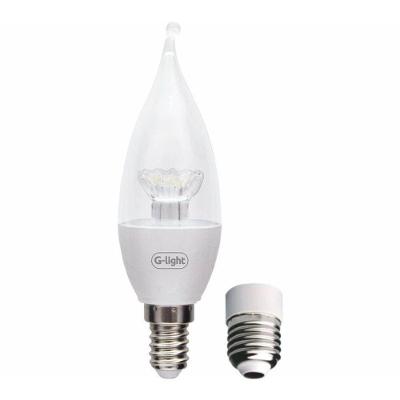 Lâmpada Led C35 Chama Longa 4W Bivolt 6500K com Adaptador E-27 Branco G-Light