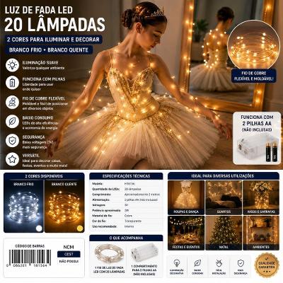 Luz de Fada LED H18156 Iluminação Decorativa Fio de Cobre Transparente 2 METROS