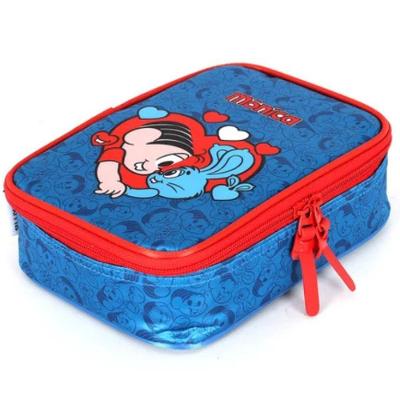 Estojo Escolar Luxcel Turma Monica Sansao Box Infantil Azul e Vermelho