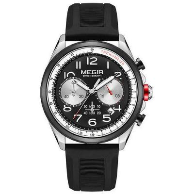 Relógio Masculino de Quartzo Impermeável Luminoso Silicone Preto Megir