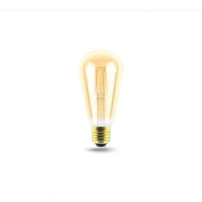 Lâmpada LED Filamento Decorativa ST64 Luz Amarela Retro Ambar Bivolt E27 4W 2500K G-Light