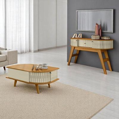 Conjunto Aparador com Mesa de Centro Turim Nevada Cumaru Opala 136CM Madetec Móveis