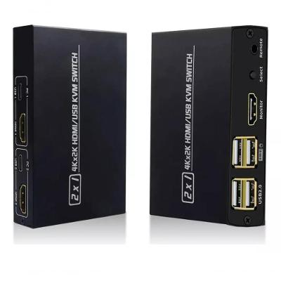 Chaveador KVM HDMI USB KP-AD149 2x1 Hub 2.0 3.0 Suporte 4K Preto Knup Brasil